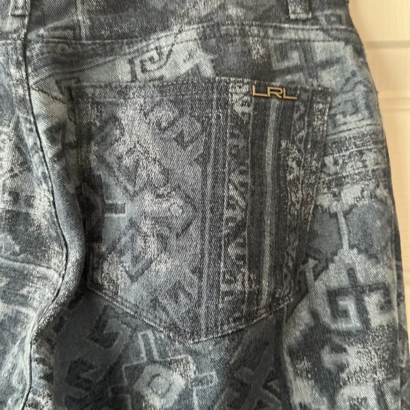 Lauren Ralph Lauren Modern Straight Aztec Southwestern Blue Jeans Size 6 - Picture 4 of 6